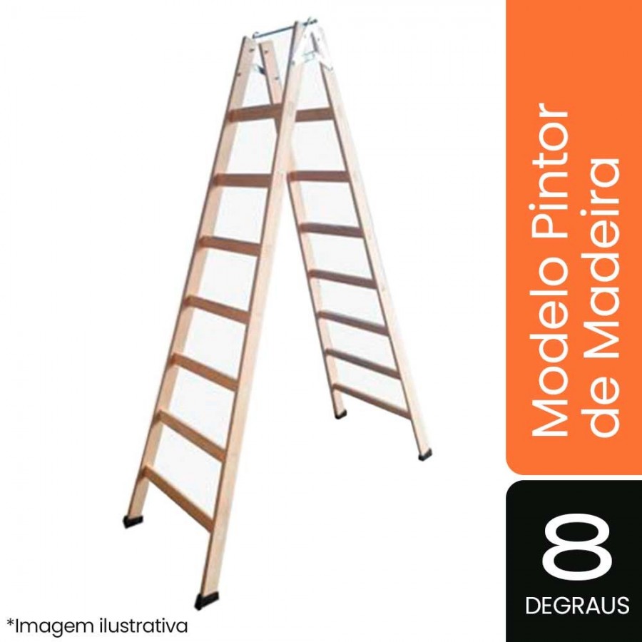 Escada Pintor de Madeira - 08 Degraus - ESEG