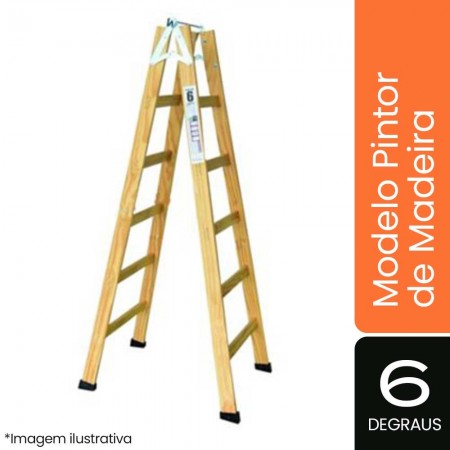 Escada Pintor de Madeira - 06 Degraus - ESEG