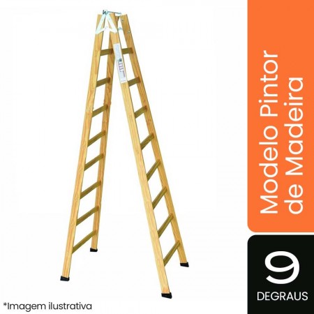 Escada Pintor de Madeira - 09 Degraus - ESEG