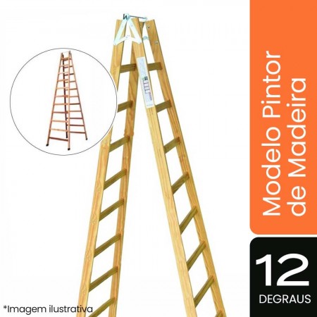 Escada Pintor de Madeira - 12 Degraus - ESEG