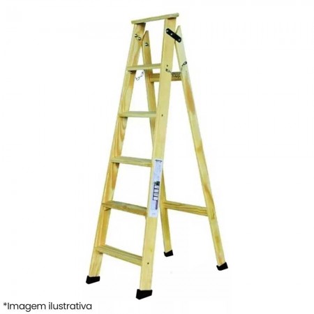 Escada Americana de Madeira - 06 Degraus - ESEG