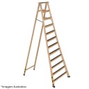 Escada Americana de Madeira Reforçada - 12 Degraus - ESEG