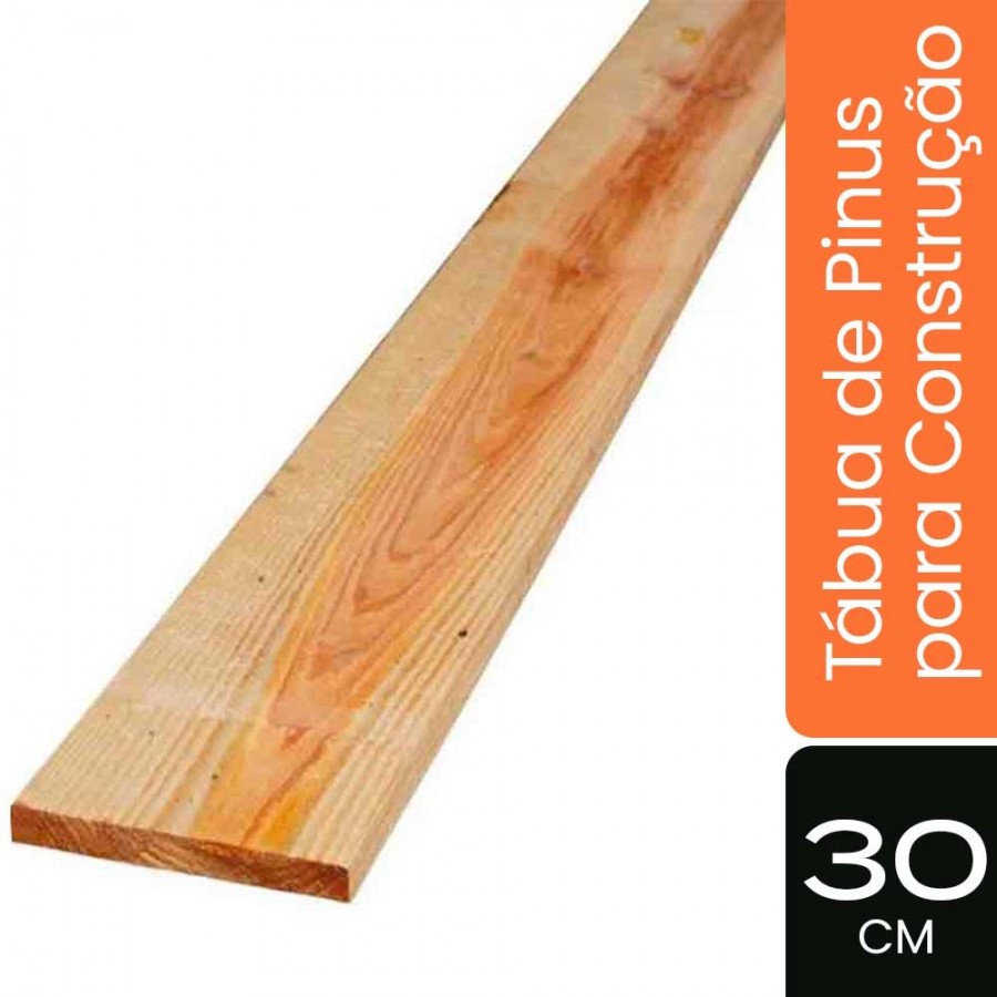 Tábua Bruta de Pinus Serrada 30x300cm - Espessura 2cm - Processo de Secagem ao Tempo ESEG