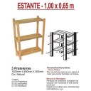 Estante de Madeira Pinus - 100x65x30cm - ESEG