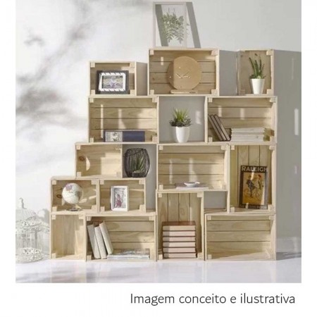 Caixote de Madeira Pinus Grande - 25x28x41cm - ESEG