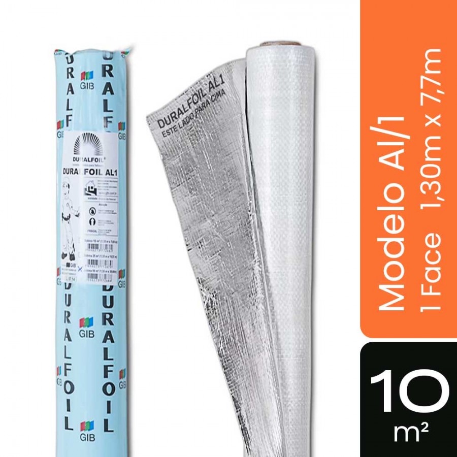 Manta Duralfoil Al/1 - 1 Face - 10m² 1,30m x  7,7m - Subcobertura Standard GIB