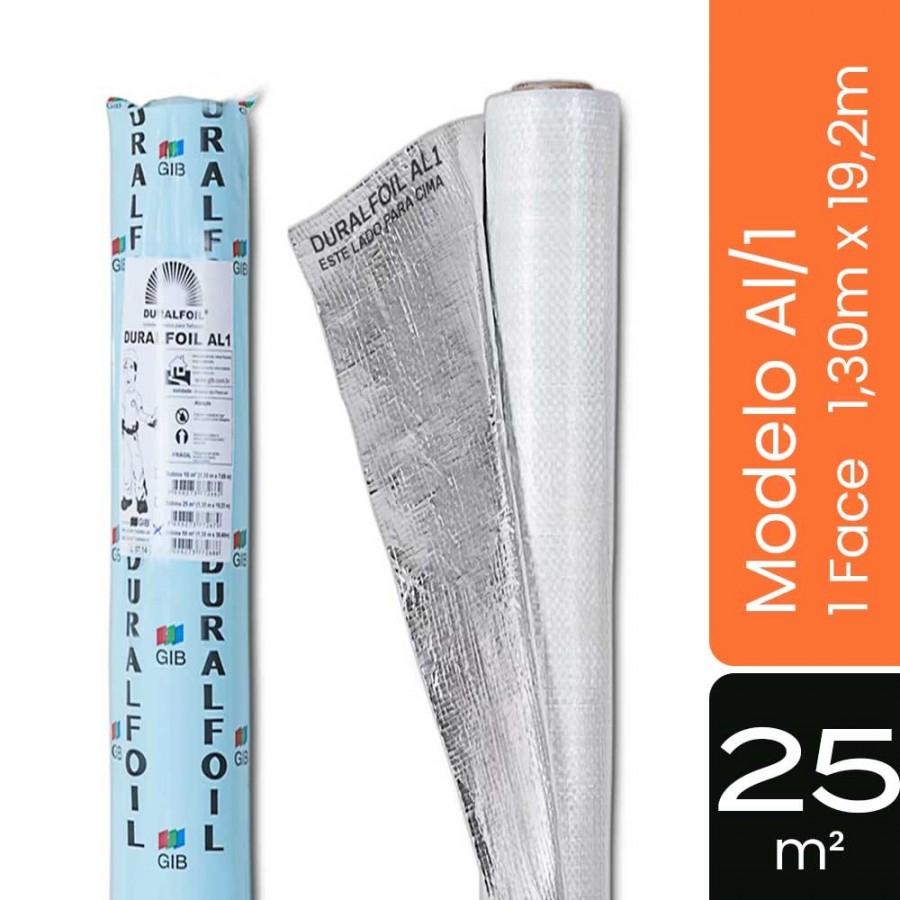 Manta Duralfoil Al/1 - 1 Face - 25m² 1,30m x 19,2m - Subcobertura Standard GIB