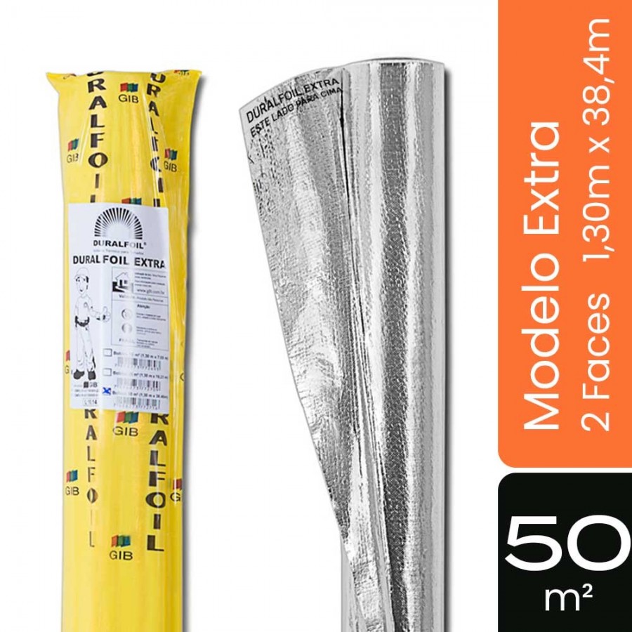 Manta Duralfoil Extra - 2 Faces - 50m² 1,30m x 38,4m - Subcobertura Super GIB