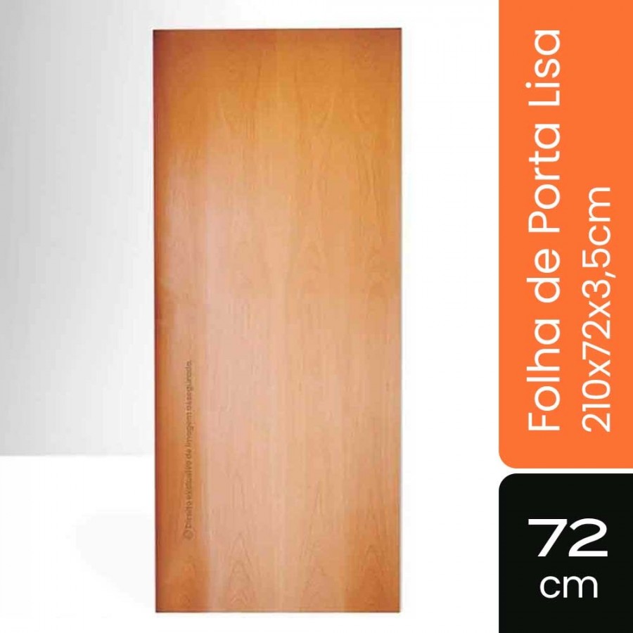 Porta Semi-Sólida Lisa p/ Verniz - 210x72x3,5cm - Tauari Lâmina Natural